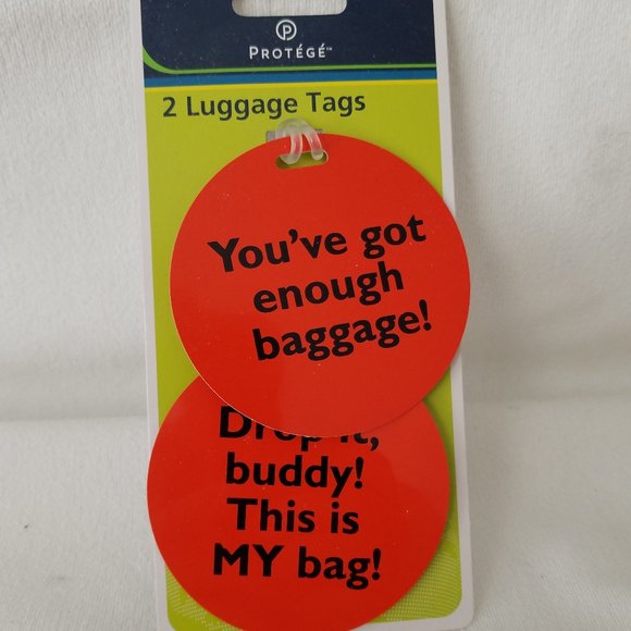 Protege Luggage Tags Set Of 2 Hands Off This Is MY Bag & Enough Baggage … - Picture 1 of 2